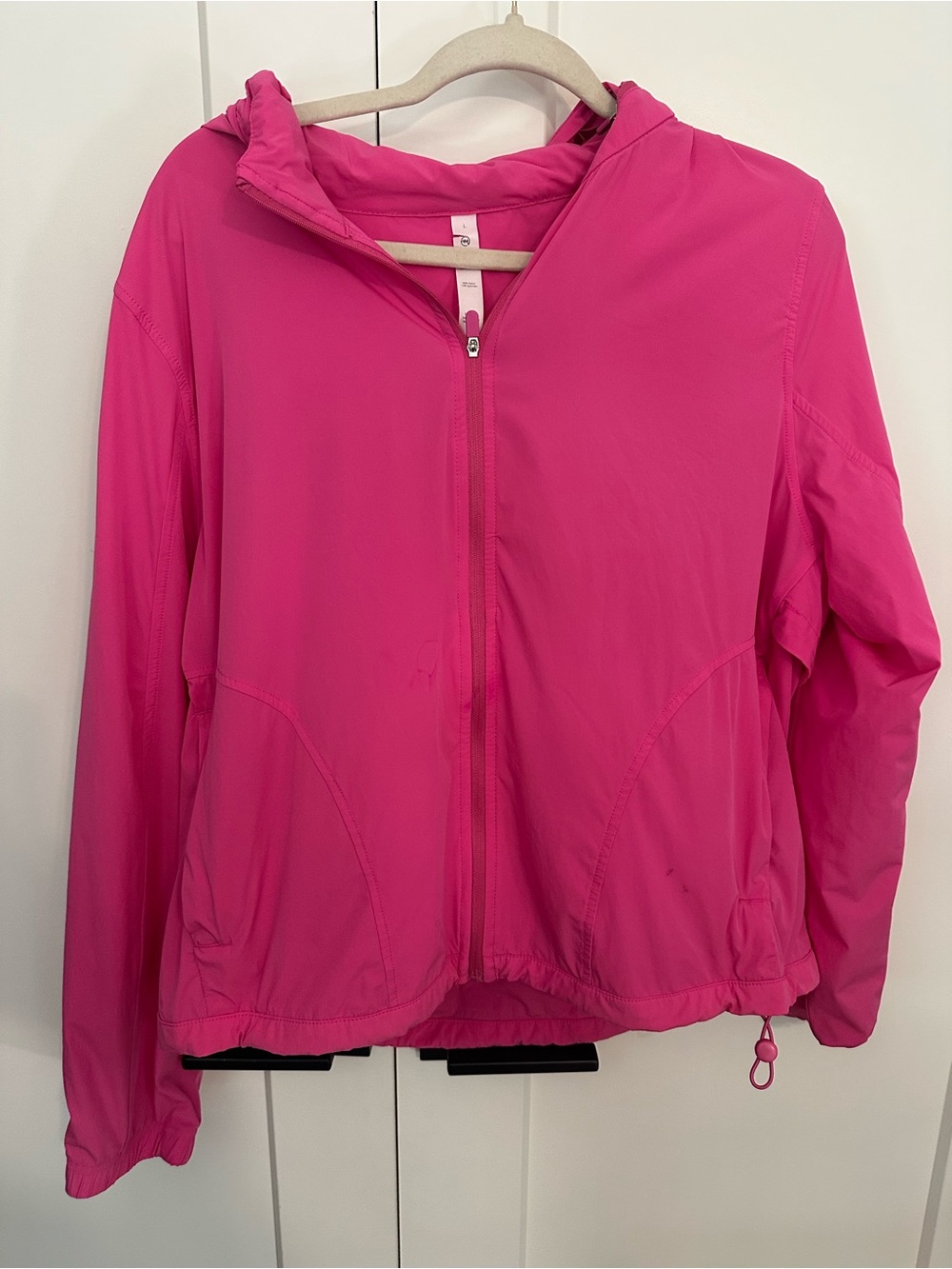 Bright Pink Hooded Lightweight Zip Jacket Workout Style
